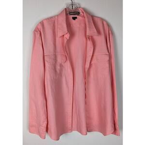 VTG Ralph Lauren Pink 100% Linen Oversized Button Down Shirt - Blue Label - L